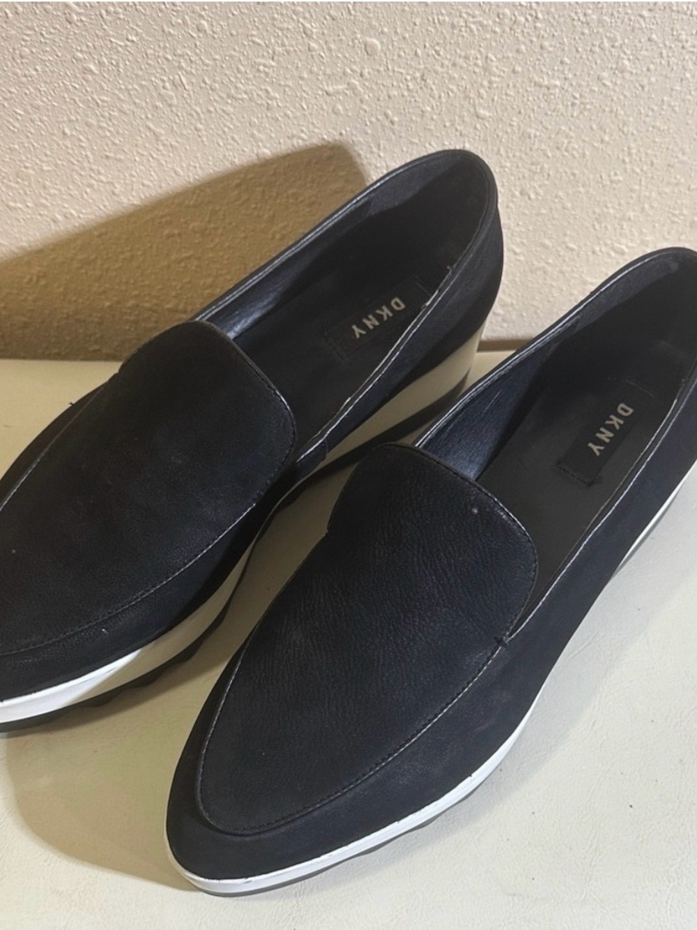 DKNY Black woman Slip-On Loafers with White Sole